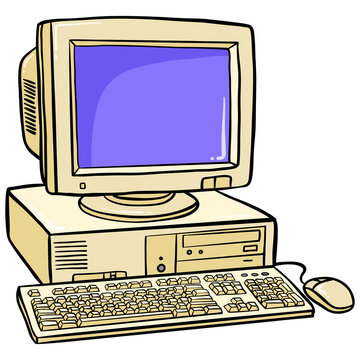Old computer PNG doodle for prints, cards, stickers, stationery decor