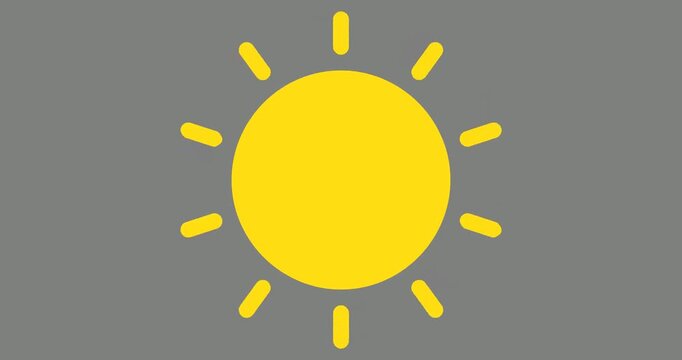 Animated Flat Sun Icon Loop on Transparent Background