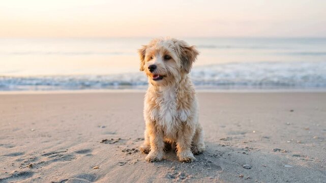 havamalt dog close up at morning light on venice beach california usa video