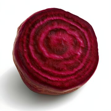 Beet slice on a white background showing rings and texture