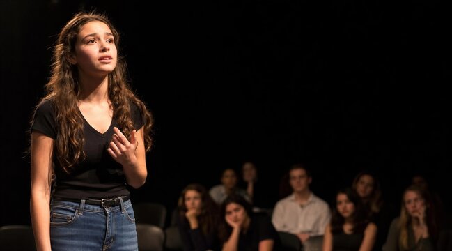 Teen Girl Performing on Stage Before an Audience