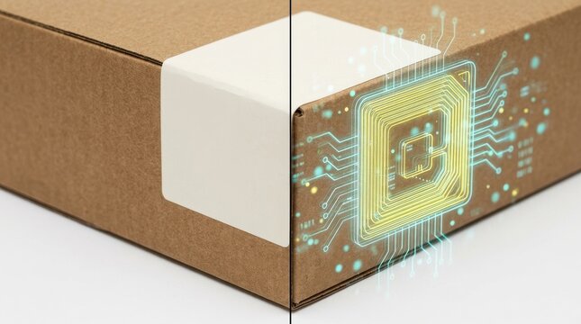 Shipping box with RFID label for smart logistics tracking