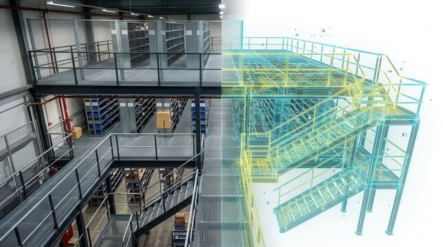 Digital Twin Warehouse Mezzanine Transitioning from Physical to Virtual Model