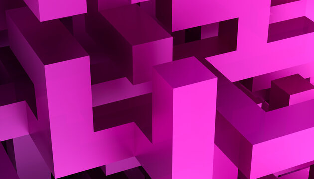 Abstract magenta geometric shapes in 3D render