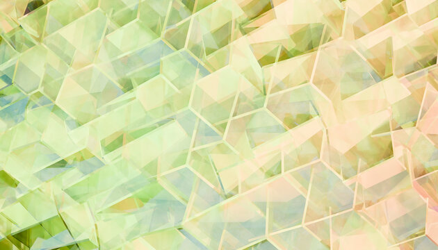 Abstract yellow cube pattern with translucent geometric layers
