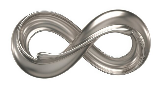3D infinity symbol with smooth metallic texture