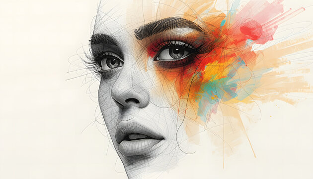Graphite sketch with colored pencil transparency