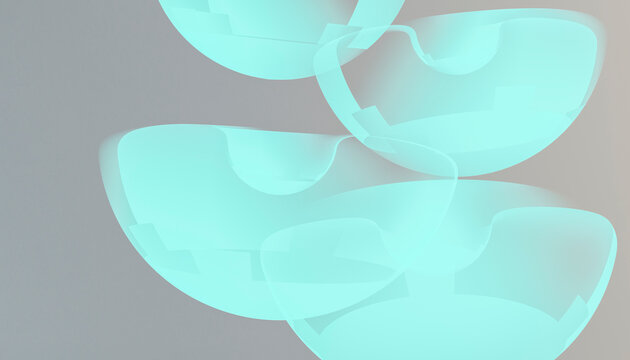 Blue translucent geometric shapes on gray background