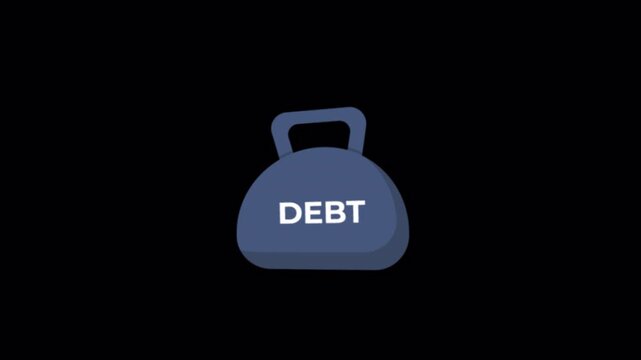 Animated Kettlebell Icon Representing Financial Debt - Transparent