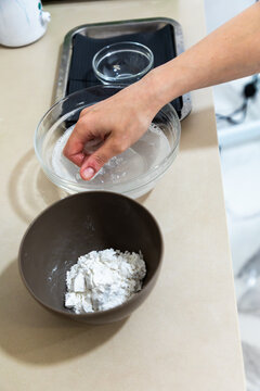Skincare professional prepare beauty treatment mixture at clinic