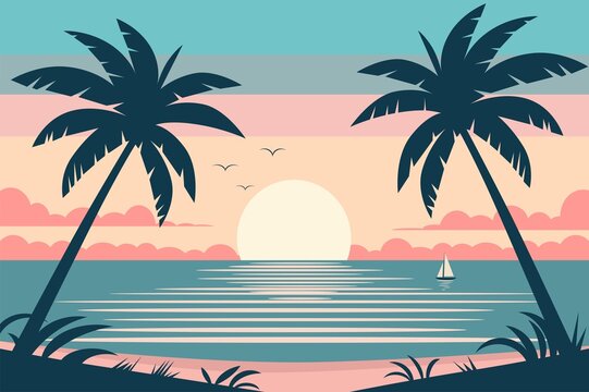 tropical beach with palm trees