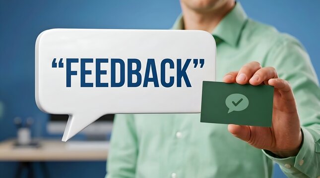 Customer Feedback and Online Review Concept with Hand Holding Feedback Message, Social Media Engagement and Business Communication