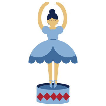 Cute ballerina dancing on music box nutcracker story vector illustration