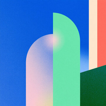 minimal abstract geometric poster, clean 2.5D graphic design