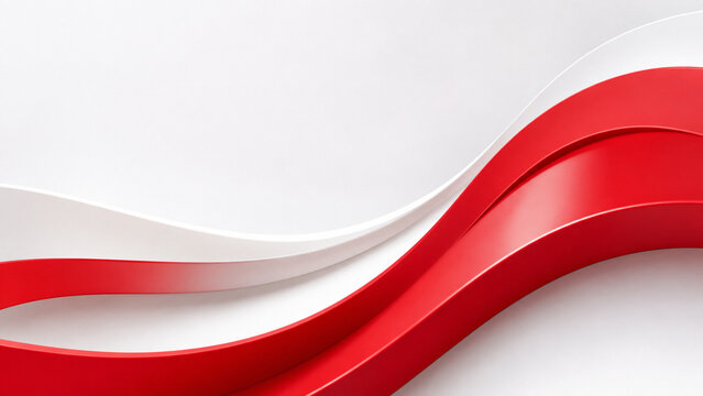 Smooth red and white dynamic polymer wave background for commercial banner