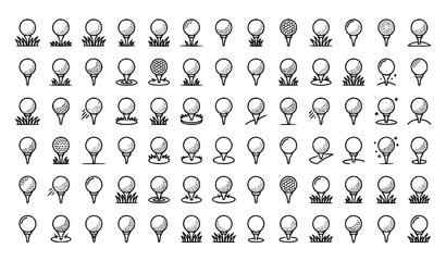 Fototapeta premium Golf Ball on Tee Outline Icon Collection Editable Stroke Vector Illustration EPS 10