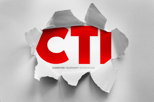 CTI computer telephony integration acronym, business communication technology concept featuring CTI text, call center software integration and enterprise telecom systems illustration