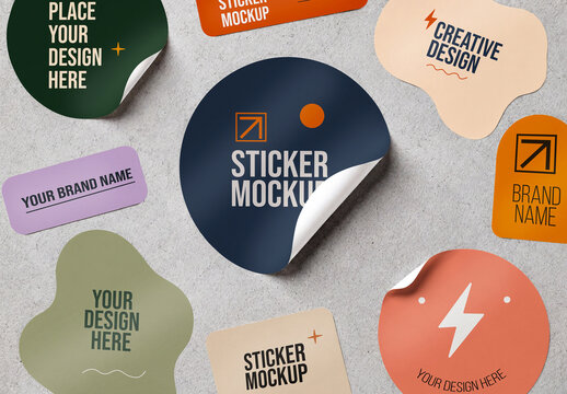 Die Cut Sticker PSD Mockup Collection
