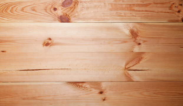 Natural pine wood planks texture, horizontal wooden background.