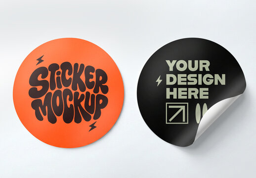 Round Sticker Mockup PSD Template