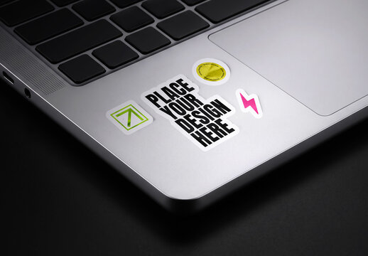 Laptop Sticker Branding PSD Mockup