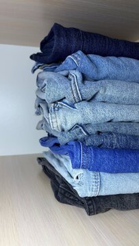 stack of clothes, jeans