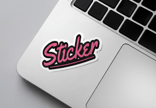 Die Cut Laptop Sticker Mockup PSD