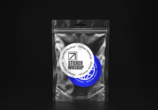 Clear Zip Lock Sticker Packaging PSD Mockup