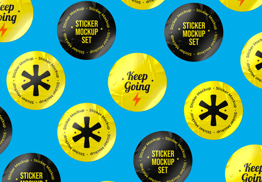 Glossy Round Sticker Mockup Set