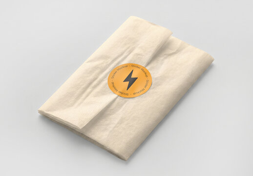 Tissue Paper Wrap Mockup with Round Sticker Seal