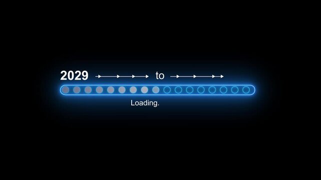 Business Transition from 2029 to 2030 with Digital Progress Loading Bar Enterprise Transformation Goal Tracking Productivity Improvement and Business time line animation.