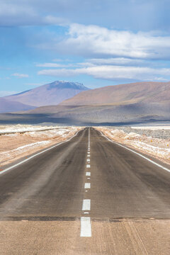 Empty highway through high altitude Atacama Desert, Chile