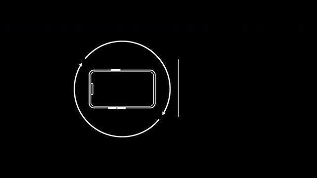 Rotate Your Phone Animated Build In Circular Arrow Ring Stacked Text Lockup Overlay Alpha Seamless Loop 4K