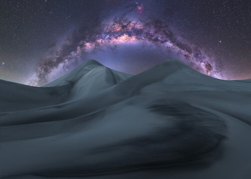 Milky Way arch above Saujil Sand Dunes in Argentina