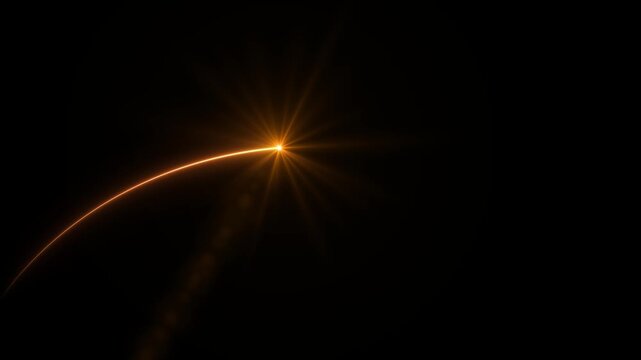yello light flare - flash light streak ray - large light flare behind the planet. neon line symble data transfer 4k motion video.