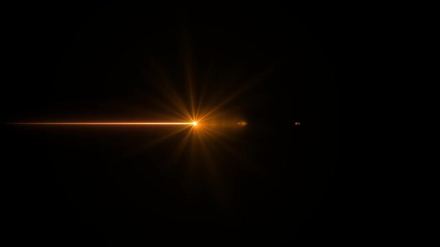yello light flare - flash light streak ray - large light flare behind the planet. neon line symble data transfer 4k motion video.