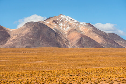 Snow-capped mountain in Eduardo Avaroa Reserve, Bolivia