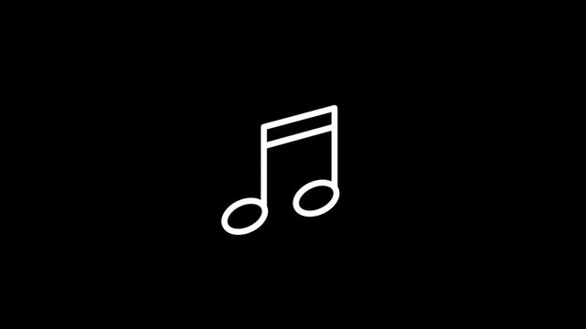 Musical notes animated icon for music sound, audio, melody, rhythm, song, entertainment, media player technology and other. 4K video with alpha black background