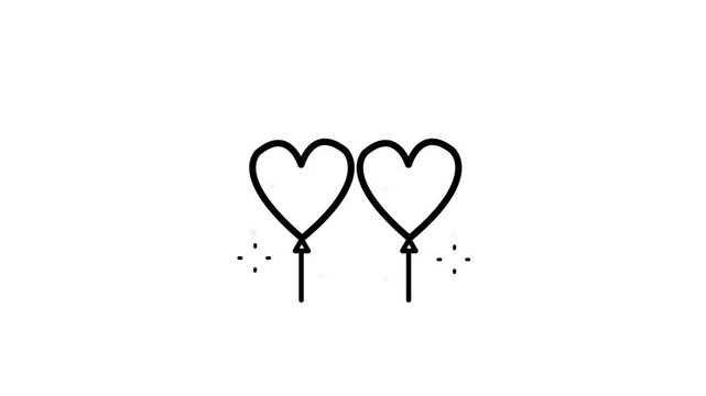 Love heart balloon animated icon for event, party, birthday, celebration, festival, decoration, entertainment, fun accessory. 4K animation video with alpha channel