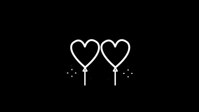 Love heart balloon animated icon for event, party, birthday, celebration, festival, decoration, entertainment, fun accessory. 4K animation video with alpha channel