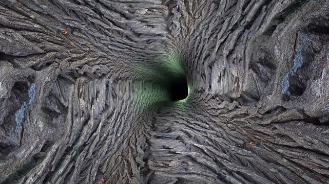 Abstract bumpy tunnel texture with green light