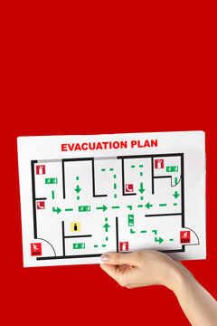 Emergency evacuation plan showing routes and exits for safe departure from a building