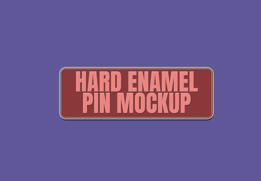 Rectangular Hard Enamel Pin Badge Mockup