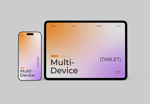 Multi Device Smartphone and Tablet Screen Mockup