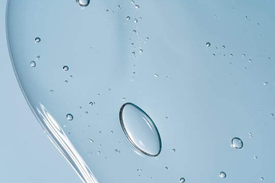 Transparent cosmetic gel texture with water bubbles