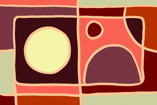 Abstract geometric composition with circles and organic shapes