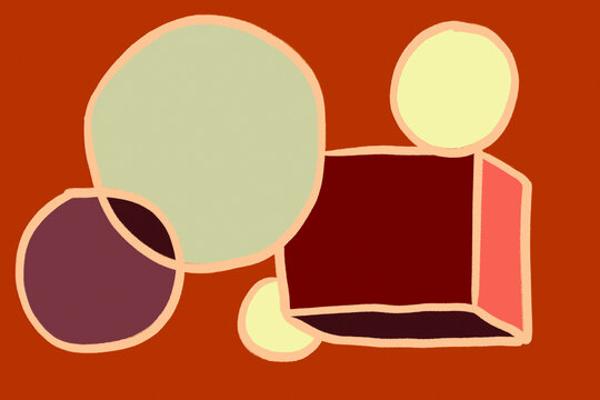 Abstract geometric composition with circles and angular shapes