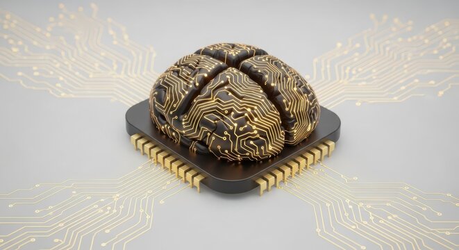 3D brain made of circuit board blocks