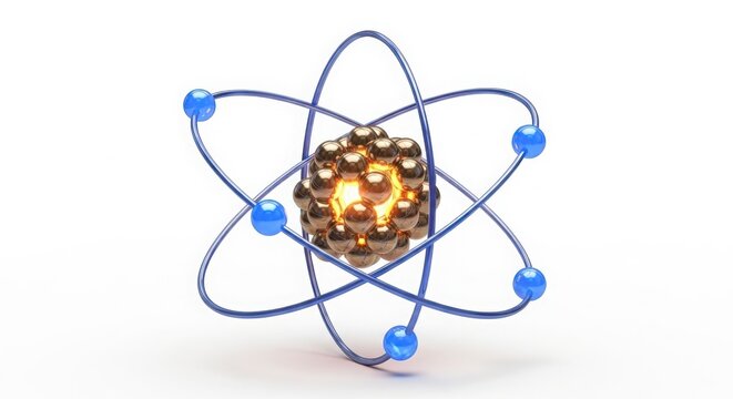 Atomic nucleus with orbiting electrons illustration