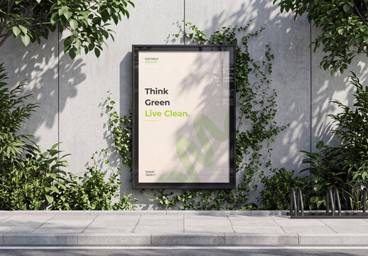 Outdoor Poster Mockup on Wall
